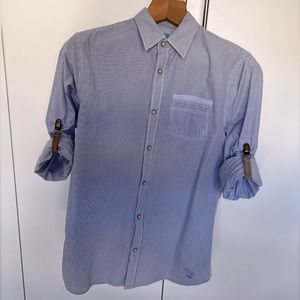 Scotch & Soda Blue Pearl Snap Long Sleeve Shirt - Size M